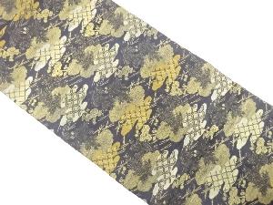 アンティーク　ヱ霞に若松・古典柄織り出し丸帯（着用可）